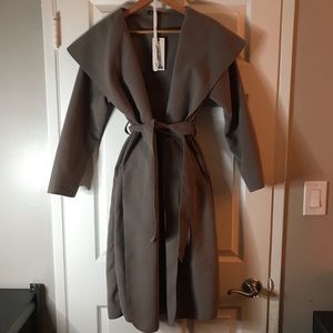 Boohoo oversized shawl collar belted coat